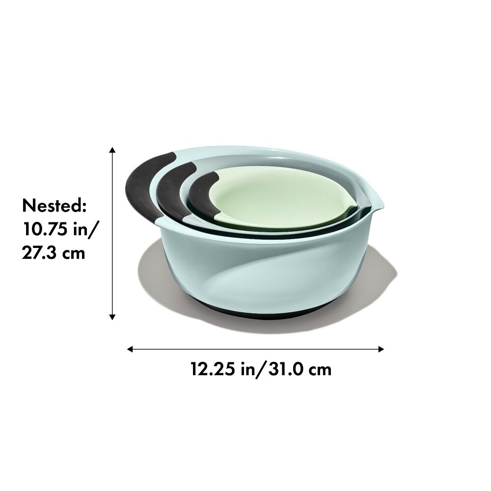 3 Piece Mixing Bowl Set - Cadet Blue, Tower Grey, Jade J0