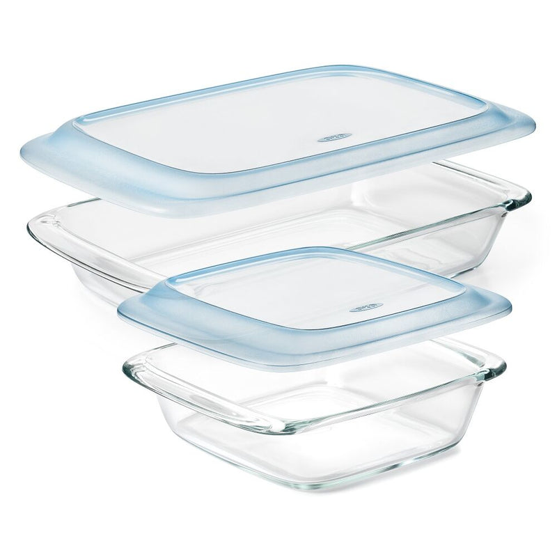 Glass Baking Dish with Lid (2.0 Qt) and Glass Baking Dish with Lid (3.0 Qt) Bundle C3