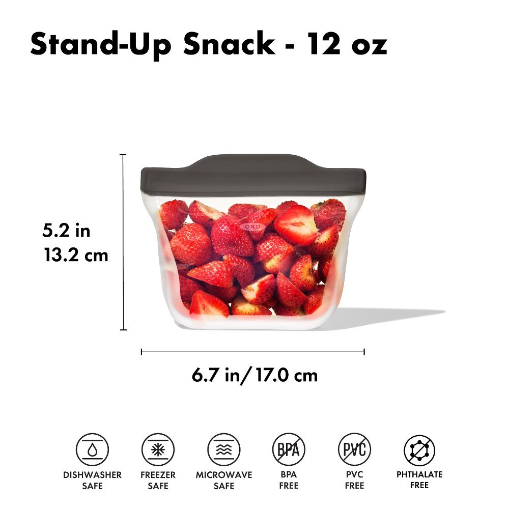 Outdoor Silicone Reusable Stand Up Snack Bag (12 oz) Q6