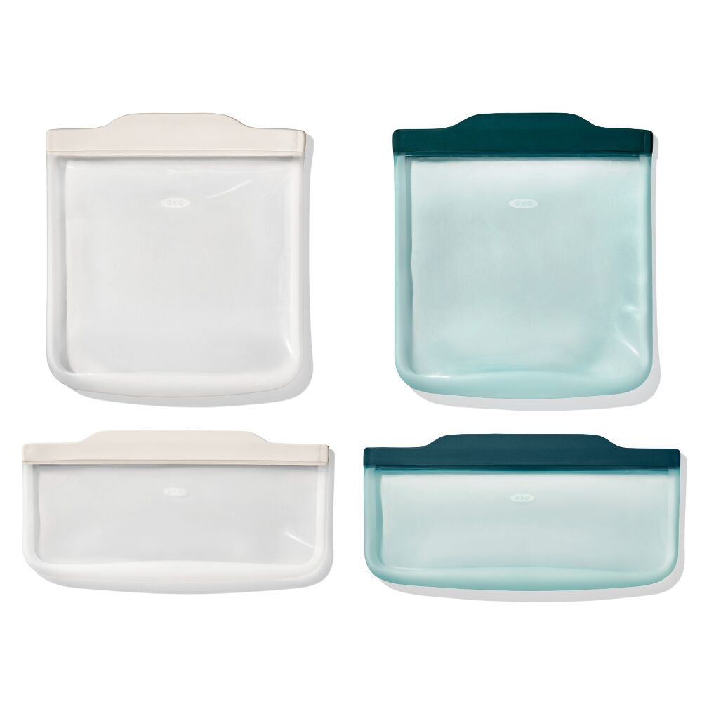 Silicone Reusable Bag -  4 Piece Lunch Set - Oat/Lagoon Z1