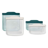 Silicone Reusable Bag -  4 Piece Lunch Set - Oat/Lagoon Z1