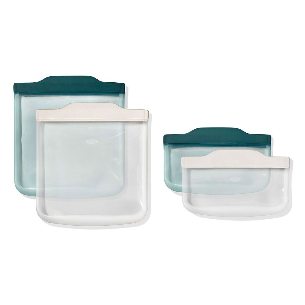 Silicone Reusable Bag -  4 Piece Lunch Set - Oat/Lagoon Z1