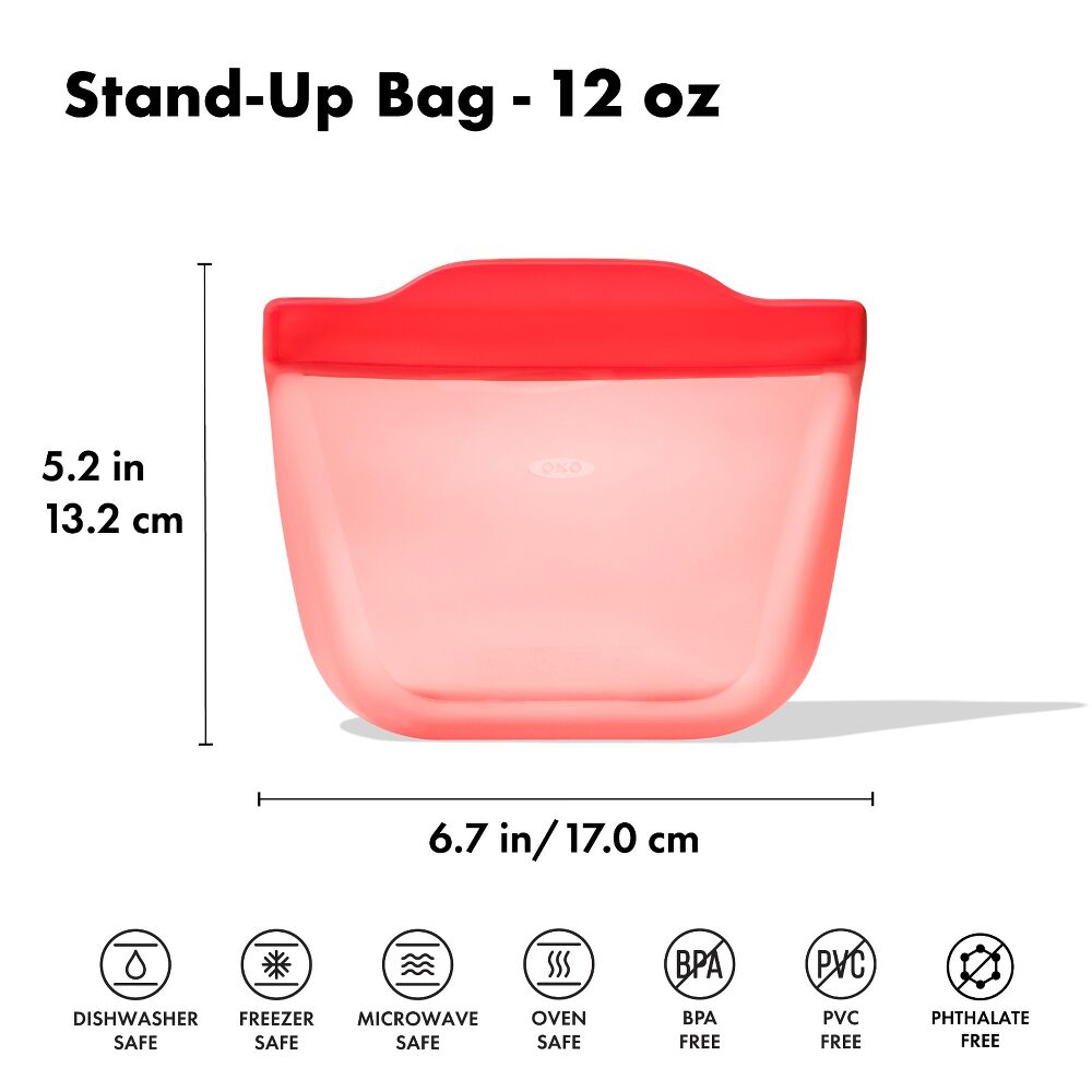 Silicone Reusable Bag - Stand-Up Snack (12 oz) – Watermelon G4