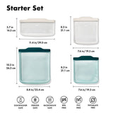 Silicone Reusable Bag - 4 Piece Starter Set - Oat/Lagoon L8
