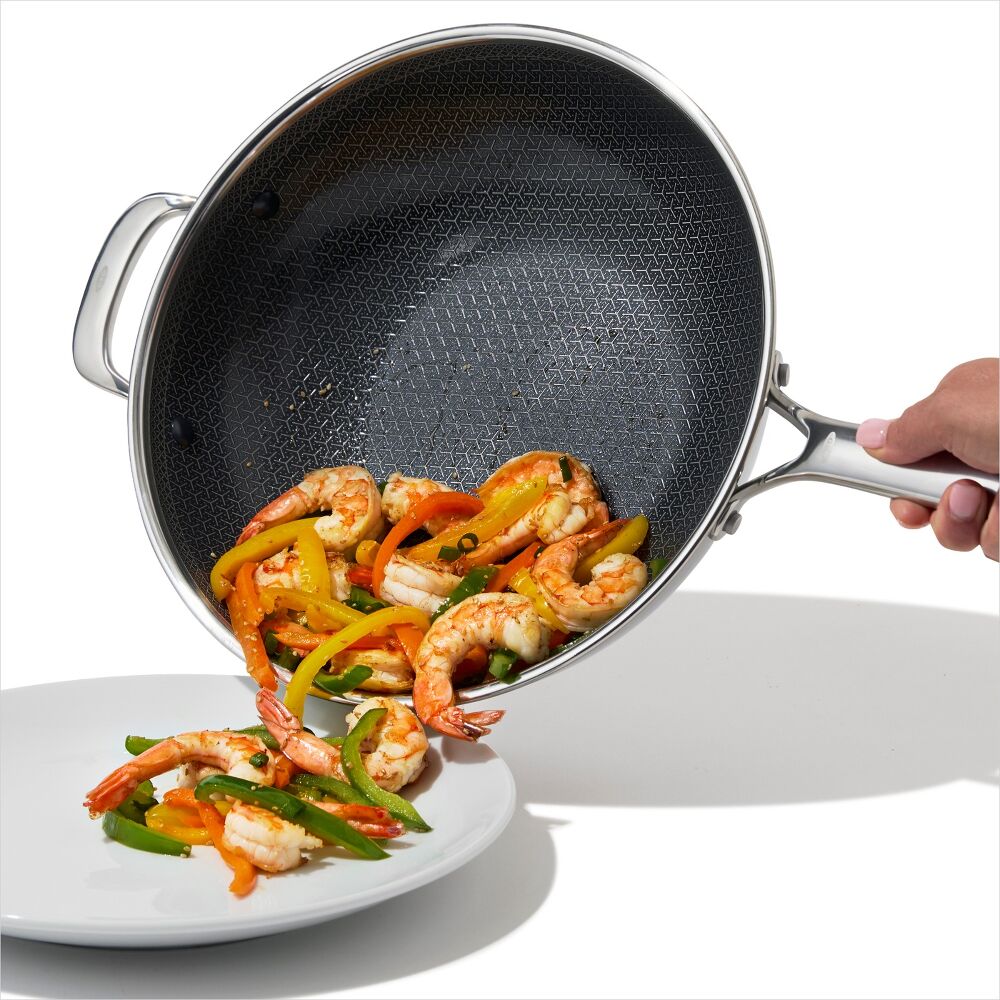 Trident Hybrid Non-Stick Stainless Steel 5 Qt Wok with Lid A9
