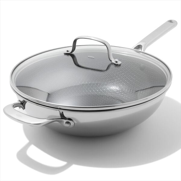 Trident Hybrid Non-Stick Stainless Steel 5 Qt Wok with Lid A9