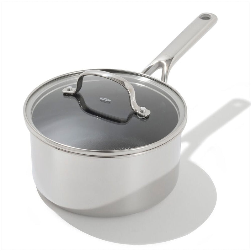 Trident Hybrid Non-Stick Stainless Steel 2.5 Qt Saucepan with Lid Q0