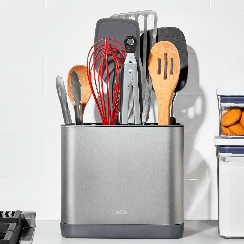 Adjustable Stainless Steel Utensil Holder - Large O6