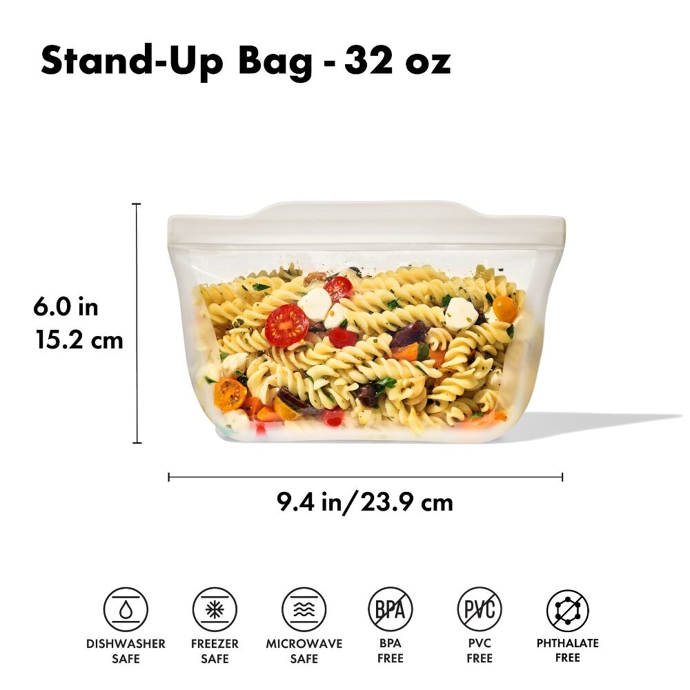 Silicone Reusable Bag - Stand-Up Quart (32 oz) - Oat J1