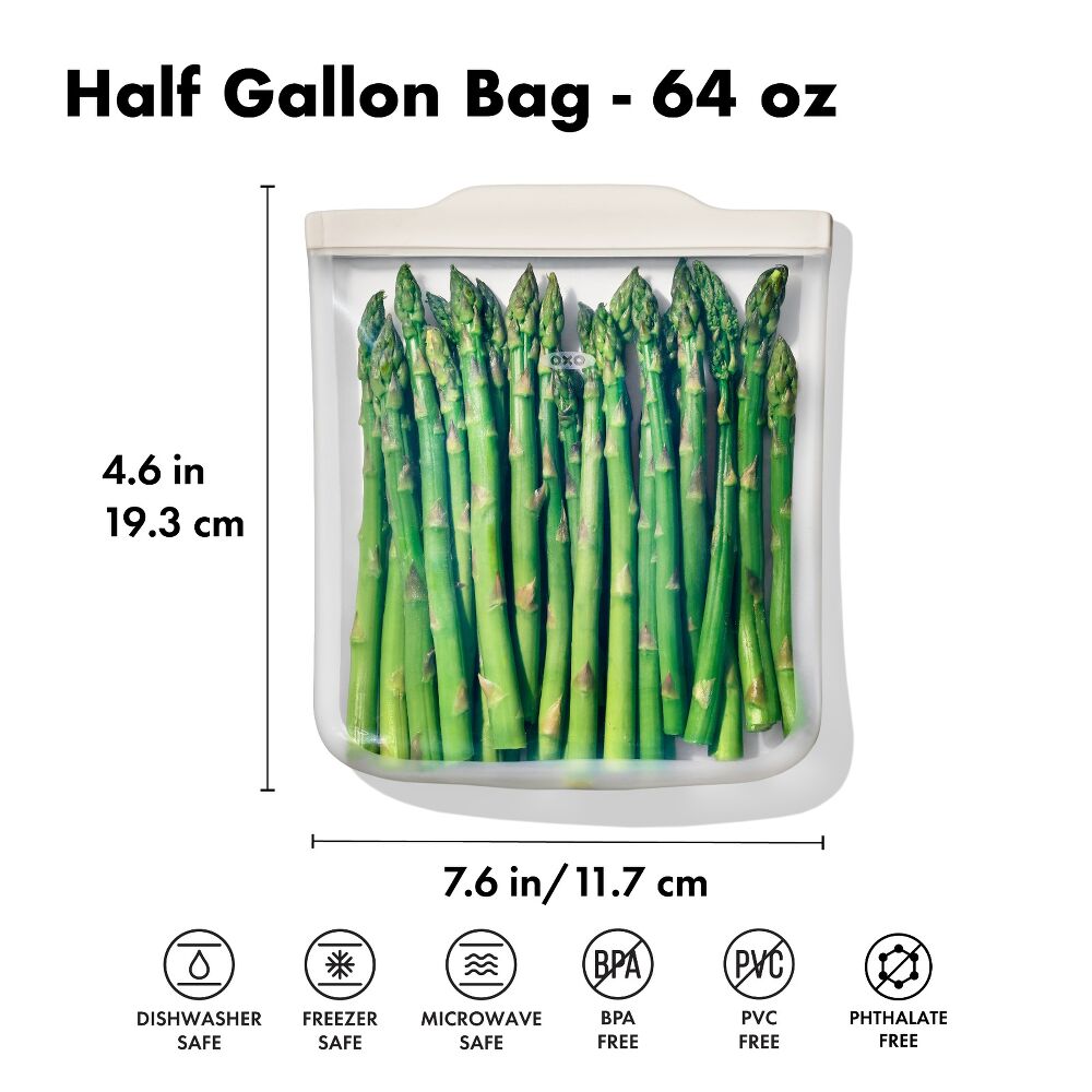 Silicone Reusable Bag - Half Gallon Bag (64 oz) - Oat L9