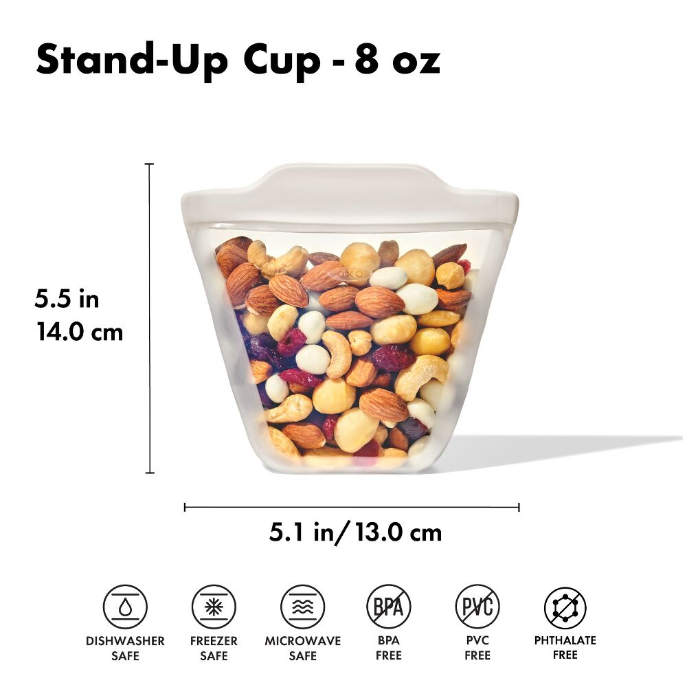 Silicone Reusable Bag - Stand-Up Cup (8 oz) - Oat E2
