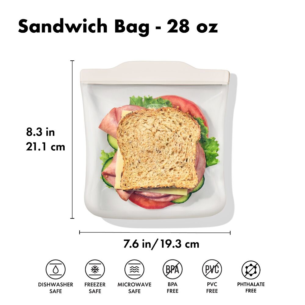 Silicone Reusable Bag - Sandwich Bag (28 oz) - Oat K8