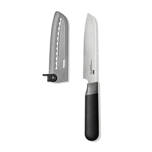5 in Serrated Utility Knife with Locking Sheath L8