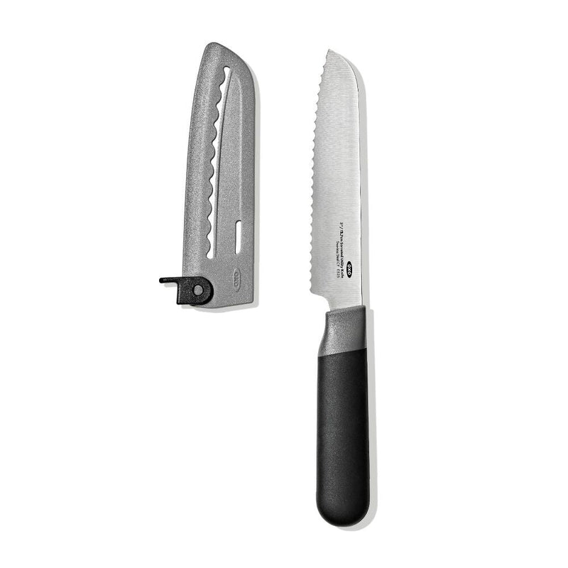 5 in Serrated Utility Knife with Locking Sheath L8