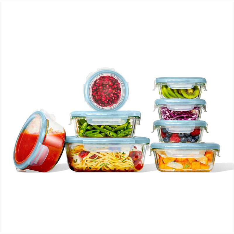 16-Piece Smart Seal Glass Everyday Container Set - Arctic Blue Q3