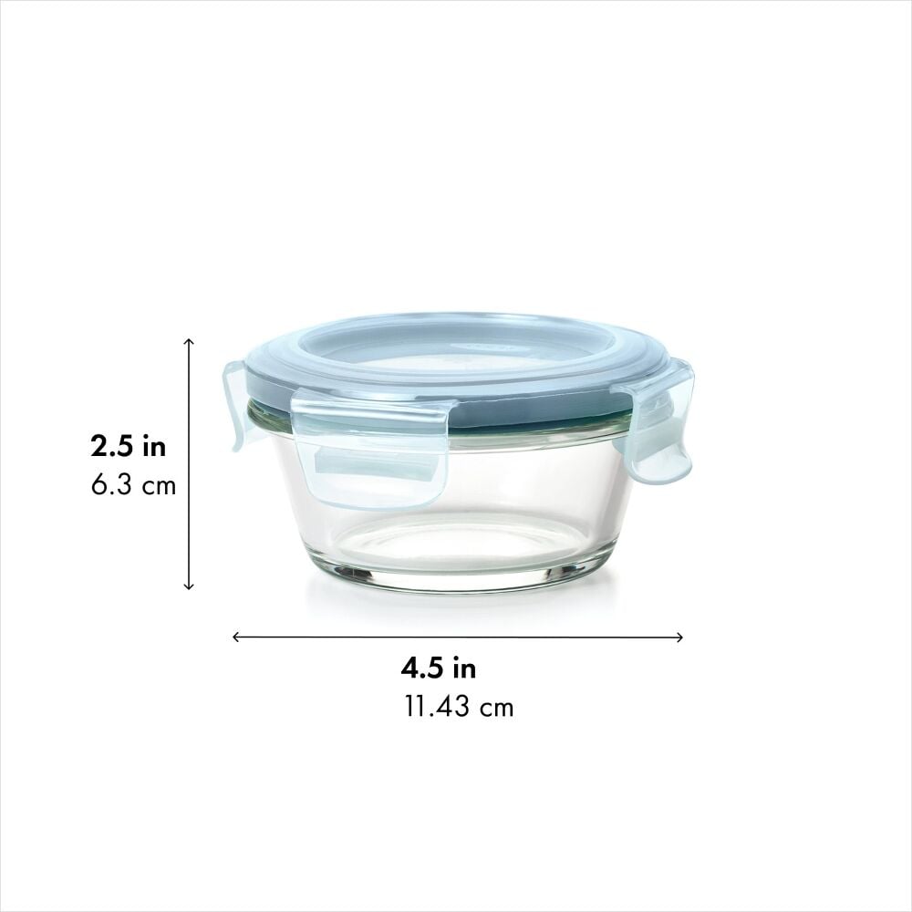 Smart Seal 1-Cup Glass Round Container - Arctic Blue C0