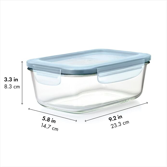 Smart Seal 8-Cup Glass Rectangle Container - Arctic Blue W0