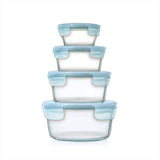 8-Piece Smart Seal Glass Round Container Set - Arctic Blue E7