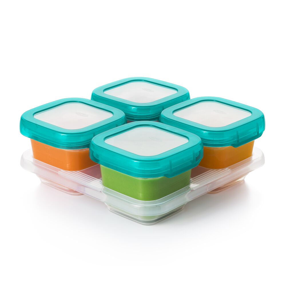 6 oz Baby Blocks™ Plastic Freezer Storage Containers - Tot Teal D8