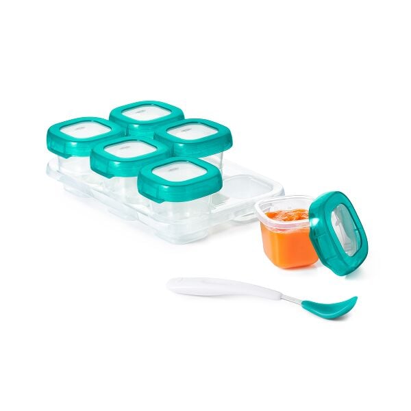 2 oz Baby Blocks™ Plastic Freezer Storage Containers - Tot Teal Q6